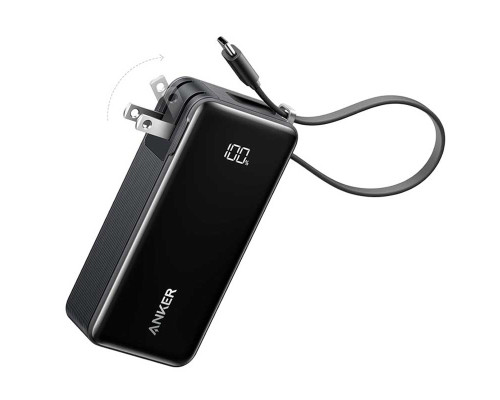 Внешний аккумулятор Anker Power Bank 10000мАч, 30W, Fusion Built-In Retractable USB-C Cable