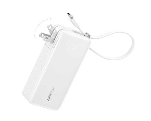 Внешний аккумулятор Anker Power Bank 10000мАч, 30W, Fusion Built-In Retractable USB-C Cable