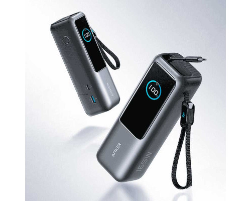 Внешний аккумулятор Anker Laptop Power Bank 25000мАч, 165W, Built-In and Retractable Cables