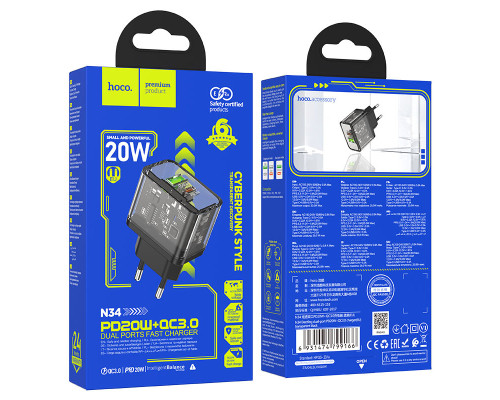 Зарядное устройство Hoco N34 PD 20W + QC3.0 Зарядное устройство Hoco N34 PD 20W + QC3.0