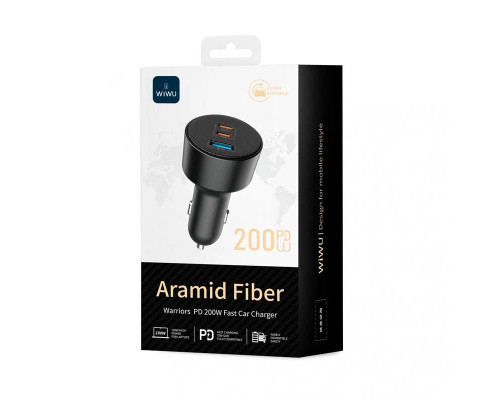 Автомобильное зарядное устройство 200W Wiwu Starship USB-A+2USB-C Fast Car Charger Wi-CC026