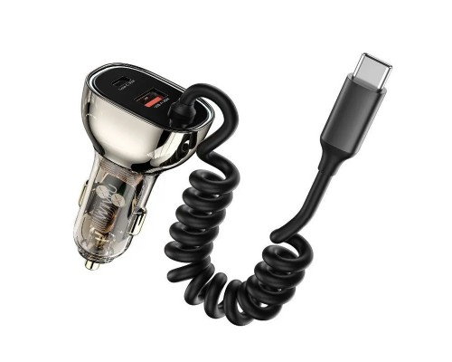 Автомобильная зарядка Wiwu Geek Car Charger 90W USB-A+USB-C Cable Wi-QC016