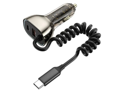 Автомобильная зарядка Wiwu Geek Car Charger 90W USB-A+USB-C Cable Wi-QC016