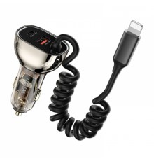 Автомобильная зарядка Wiwu Geek Car Charger USB-A+USB-C+iP Cable Wi-QC019