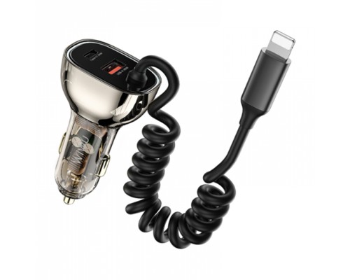 Автомобильная зарядка Wiwu Geek Car Charger USB-A+USB-C+iP Cable Wi-QC019