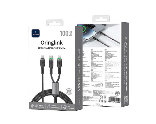 Кабель Wiwu 100W OringLink Series Nylon Braided Cable Wi-C072 C-C+L 1.2M
