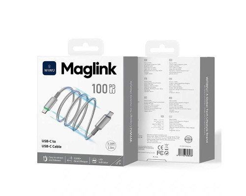 Кабель Wiwu 100W Maglink Magnetic Cable Wi-C084 C-C 1M