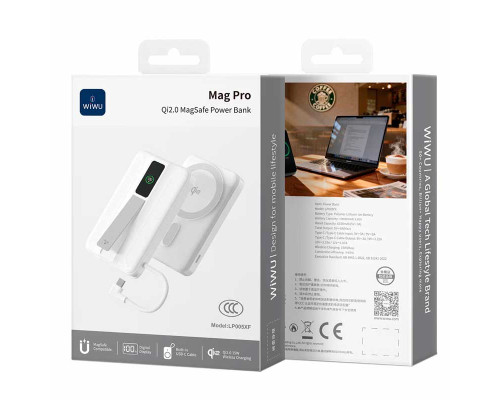 Внешний аккумулятор Wiwu Mag Pro Qi2.0 Magnetic Power Bank 10000mAh