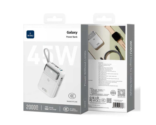 Внешний аккумулятор Wiwu 45W GALAXY Power Bank 20000mAh PC108 (3C)