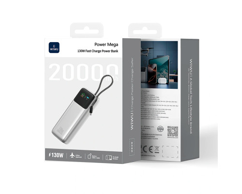 Внешний аккумулятор Wiwu Power Mega 130W Fast Charge 20000mAh PM301