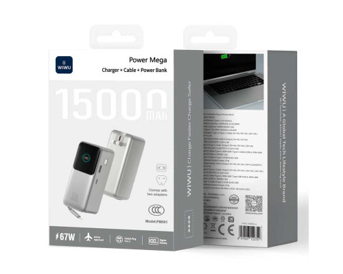 Внешний аккумулятор Wiwu(Повер банк) WiWU Power Mega Charger + Cable + Power Bank PM501 15000mAh