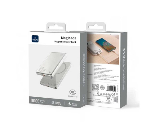 Внешний аккумулятор Wiwu Ultra thin magnetic power bank SA23 10000mAh (3C)