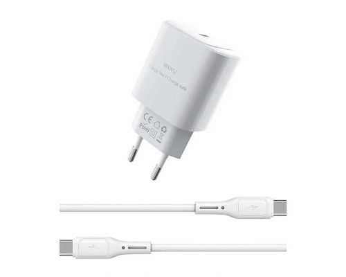 Зарядное устройство Wiwu Essen Fast Charger + Cable Combo USB-c to USB-C Wi-G008 Зарядное устройство Wiwu Essen Fast Charger + Cable Combo USB-c to USB-C Wi-G008