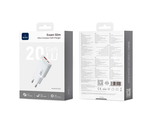 Зарядное устройство Wiwu 20W Essen Slim Ultra-Compact GaN Charger Wi-G032