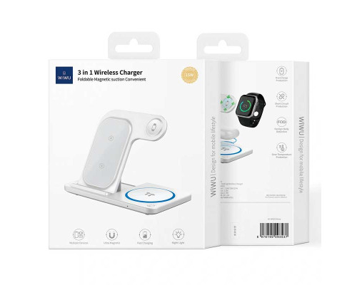 Беспроводное зарядное устройство Wiwu Wi-W038 Triple 3 in 1 Wireless Charger