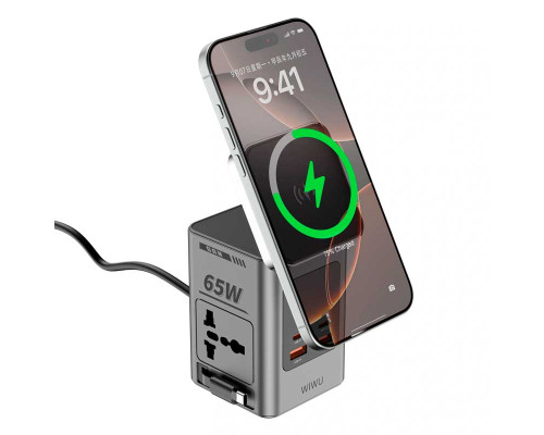 Удлинитель с зарядкой 65W GaN 8-in-1 Wireless Chager with cable&socket Wi-W040 EU