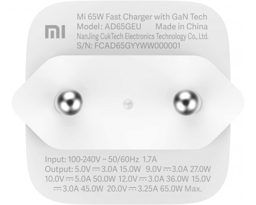 Зарядное устройство Xiaomi Mi 65W Fast Charger with Gan Tech