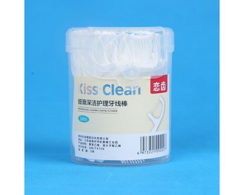 Зубочистки с зубной нитью Kiss Clean (100шт)