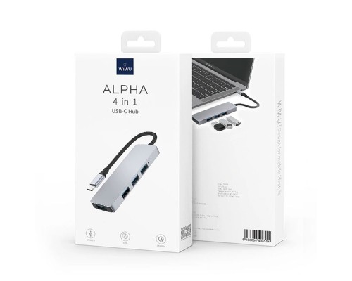 Адаптер-переходник Wiwu Alpha 4 in 1 USB-C Hub A440 Pro