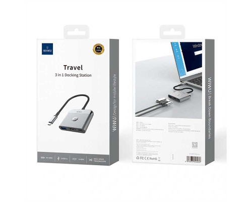 Адаптер-переходник Wiwu Wi-HB002 Traveling 3in1 USB C hub