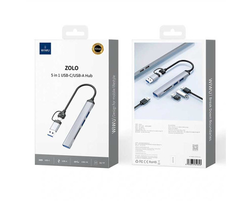 Адаптер-переходник Wiwu Zolo 5 in 1 USB-C/USB-A Hub Wi-HB003