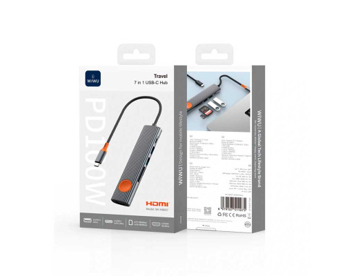 Адаптер-переходник Wiwu Wi-HB007 Travelling 7in1 USB-C Hub