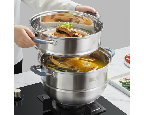 Кастрюля-пароварка Xiaomi Crystal Kitchen Stainless Steel Steam Pot 3 Layer