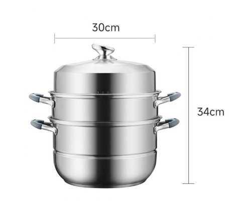 Кастрюля-пароварка Xiaomi Crystal Kitchen Stainless Steel Steam Pot 3 Layer