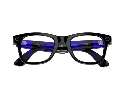 Солнцезащитные очки Ray-Ban Meta Wayfarer RW4006, Shiny Black / Clear (Blue-Violet Light Filter)