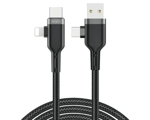 Кабель Wiwu Platinum USB-A+USB-C to USB-C+iP Wi-C015 Кабель Wiwu Platinum USB-A+USB-C to USB-C+iP Wi-C015