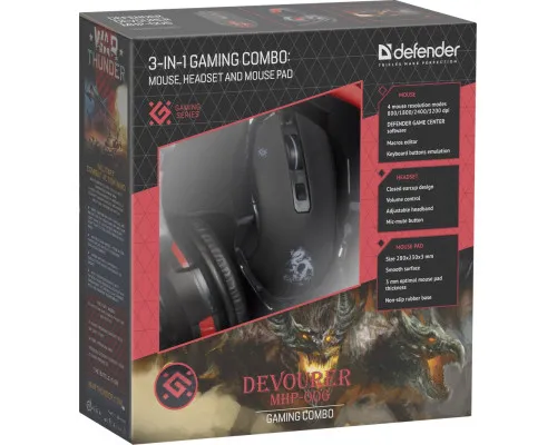 Игровой набор Defender Devourer (MHP-006) мышь+гарнитура+ковер