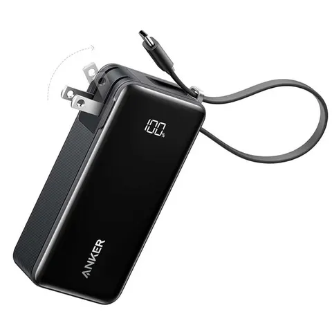 Внешний аккумулятор Anker Power Bank 10000мАч, 30W, Fusion Built-In Retractable USB-C Cable