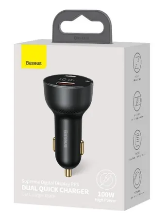 Авто зарядка Baseus Supreme Digital Display Dual Quick Car Charger 100W