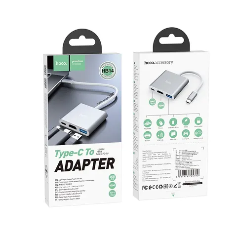Адаптер Hoco Type-C для USB3.0 + HDMI + PD