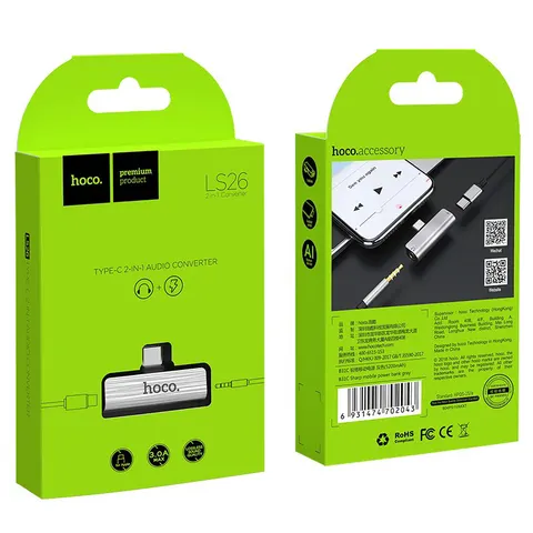 Переходник 2в1 Type-C+3.5mm на Lightning