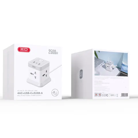 Удлинитель Hoco XO WL20 (20W) 4AC Jack+1USB-C (EU)