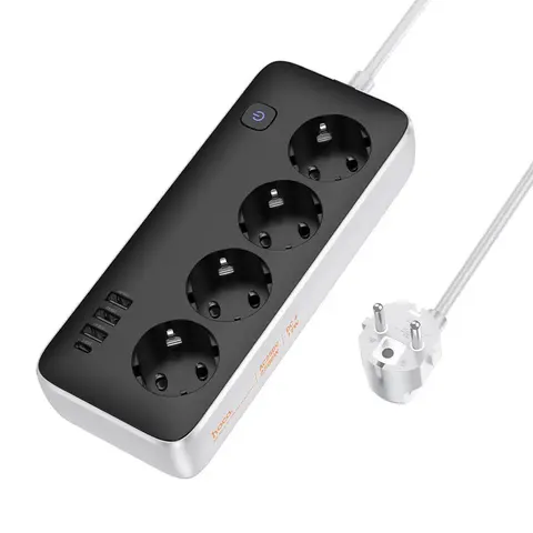 Удлинитель Hoco AC21 4 розетки + 3 USB-A + 1 USB-C (EU)