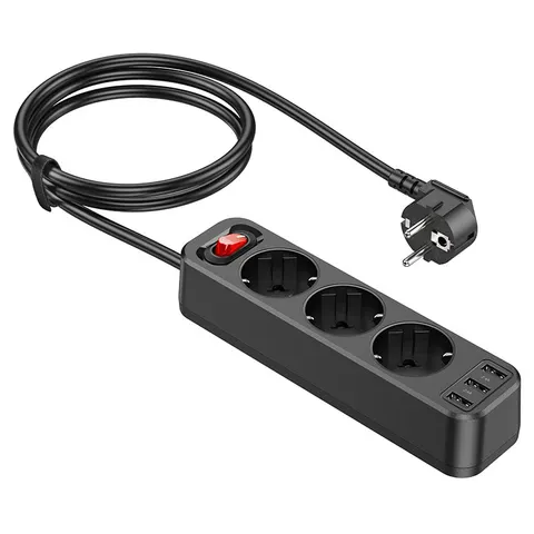 Удлинитель Hoco 3 розетки + 3 USB
