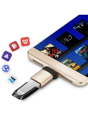 Адаптер переходник прямоугольный OTG (On-the-Go) c USB на Type C