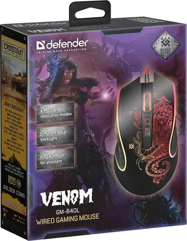 Проводная игровая мышь Defender VENOM GM-640L 1200-3200 DPI