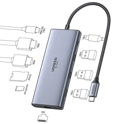 Универсальный адаптер UGreen Dock Adapter 10в1 8K (CM639/15534)