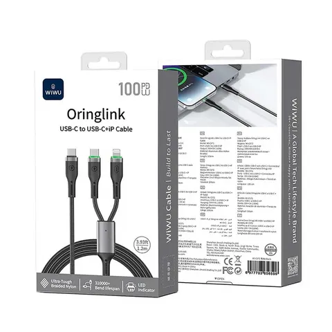 Кабель Wiwu 100W OringLink Series Nylon Braided Cable Wi-C072 C-C+L 1.2M