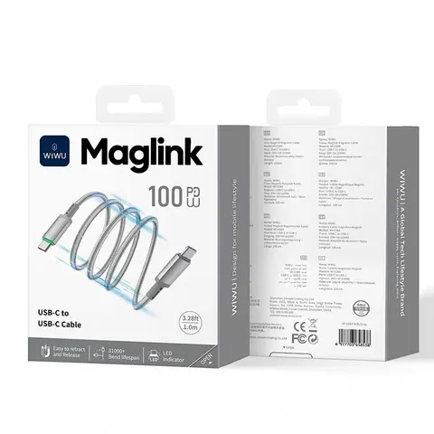 Кабель Wiwu 100W Maglink Magnetic Cable Wi-C084 C-C 1M