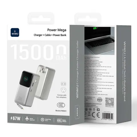 Внешний аккумулятор Wiwu(Повер банк) WiWU Power Mega Charger + Cable + Power Bank PM501 15000mAh