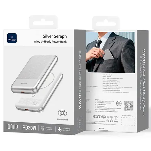 Внешний аккумулятор Wiwu Silver Seraph Alloy Unibody Power Bank 10000 mAh (Wi-P089)