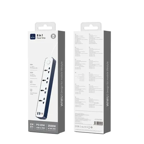Удлинитель Wiwu 8 in 1 Power Strip 2C+2A+4AC Wi-S007