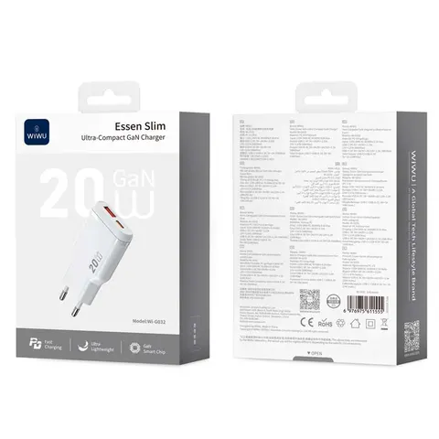 Зарядное устройство Wiwu 20W Essen Slim Ultra-Compact GaN Charger Wi-G032