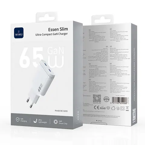 Зарядное устройство Wiwu Essen Slim Ultra-Compact GaN Charger 65W (Wi-G035)