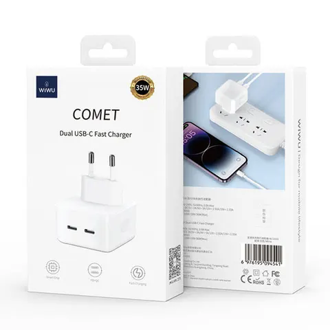 Зарядное устройство Wiwu Comet Dual USB-C Fast Charger Wi-U010 35W