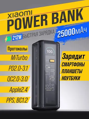 Внешний аккумулятор Xiaomi Power Bank 25000мАh 212Вт